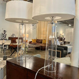 Pair Of Large Robert Abbey Rico Espinet Olinda Glass Lamps 36"T x 19.5" Diam Shade