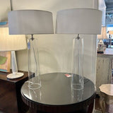 Pair Of Large Robert Abbey Rico Espinet Olinda Glass Lamps 36"T x 19.5" Diam Shade