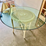 Stanley Pedestal Dining Table with Round Glass Top 47' D x 27" H