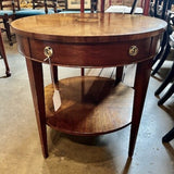 Mahogany Accent Table With Inlay 25.5"Diam x 25"T