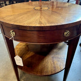 Mahogany Accent Table With Inlay 25.5"Diam x 25"T