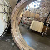 Distressed Wood Style Frame Mirror 36.5" Diam x 4"D