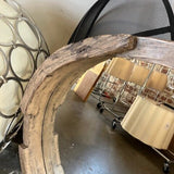 Distressed Wood Style Frame Mirror 36.5" Diam x 4"D