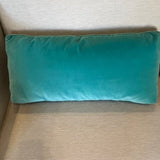 Pair Of Teal Velvet Lumbar Pillows 23" x 11"
