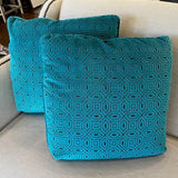 Pair Of Teal Cut Velvet Pillows 20" x 20"