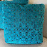 Pair Of Teal Cut Velvet Pillows 20" x 20"