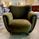 CB2 Green Velvet Club Chair 35" x 27"D x 32"T