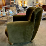 CB2 Green Velvet Club Chair 35" x 27"D x 32"T