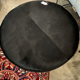 Round Black Cowhide Ottoman 34"Diam x 14"T