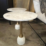 Round Marble And Gold Accent Table 18"Diam x 22"T