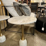 Round Marble And Gold Accent Table 18"Diam x 22"T