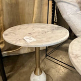 Round Marble And Gold Accent Table 18"Diam x 22"T