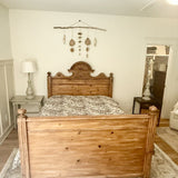 Antique Swedish Bed In Pine Queen 87.5"L x 65"W x 63" T To very top design