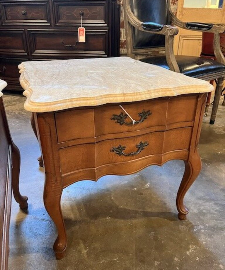 Pair of Vintage Prince Howard Marble Top Nightstands / End Tables 22"W x 26"D x 21.5"T