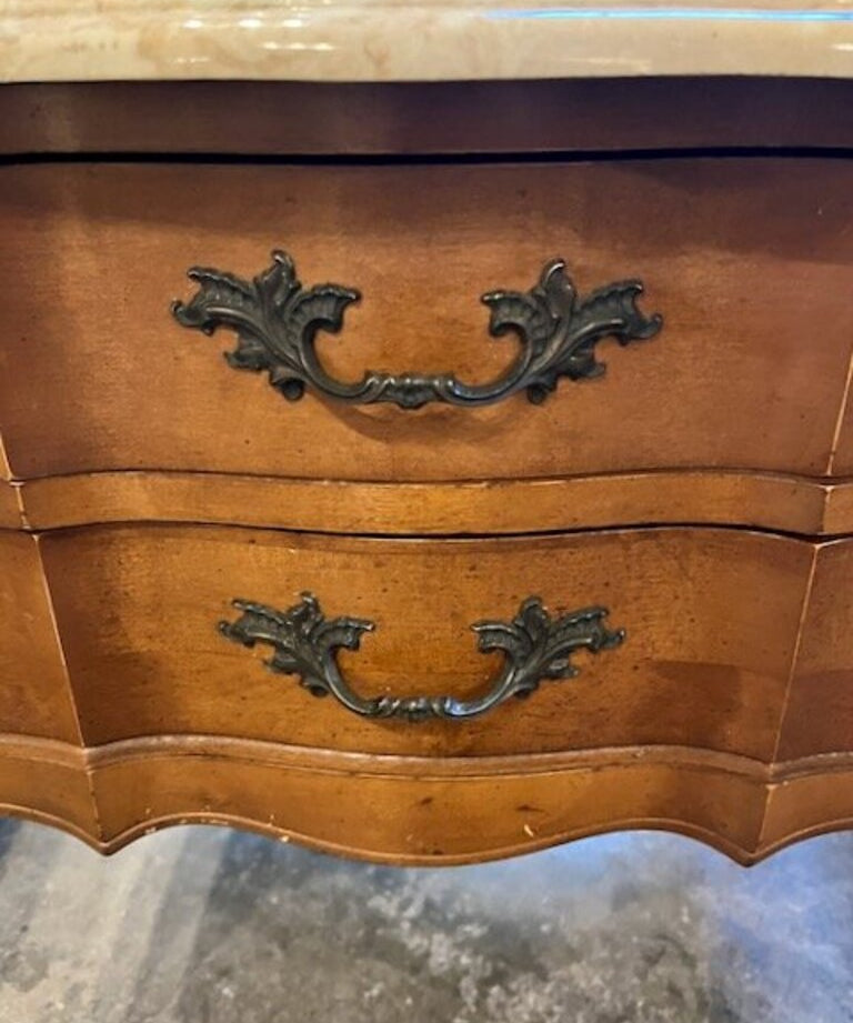 Pair of Vintage Prince Howard Marble Top Nightstands / End Tables 22"W x 26"D x 21.5"T