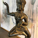 Large Bronze Apsara Figure Angkor Wat Purchased in Cambodia 22"T