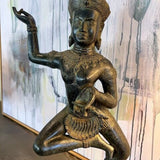 Large Bronze Apsara Figure Angkor Wat Purchased in Cambodia 22"T