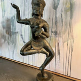 Large Bronze Apsara Figure Angkor Wat Purchased in Cambodia 22"T