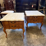 Pair of Vintage Prince Howard Marble Top Nightstands / End Tables 22"W x 26"D x 21.5"T