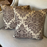 Pair Of NEW Custom Pillows With Down Filling In Cut Velvet Fabric 20" x 20"