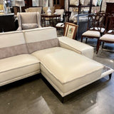 Italian Sectional Sofa In Cream Leather By Gamma Italy 117"L x 36"D x 31"H x 64"D Chaise