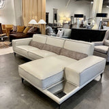 Italian Sectional Sofa In Cream Leather By Gamma Italy 117"L x 36"D x 31"H x 64"D Chaise