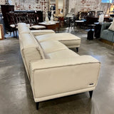 Italian Sectional Sofa In Cream Leather By Gamma Italy 117"L x 36"D x 31"H x 64"D Chaise