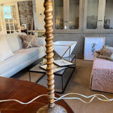 Pair Of Candlestick Lamps From Boxwoods With Woven Shades 33"T to Finial