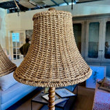 Pair Of Candlestick Lamps From Boxwoods With Woven Shades 33"T to Finial