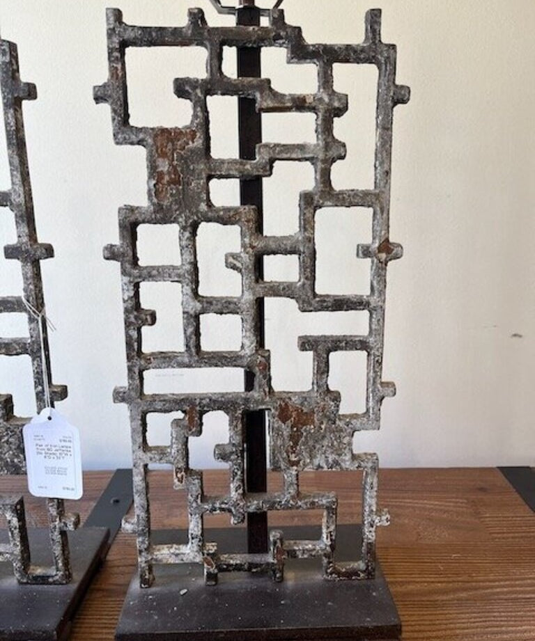 Pair of Iron Lamps from BD Jefferies (No Shade) 10"W x 6"D x 33"T