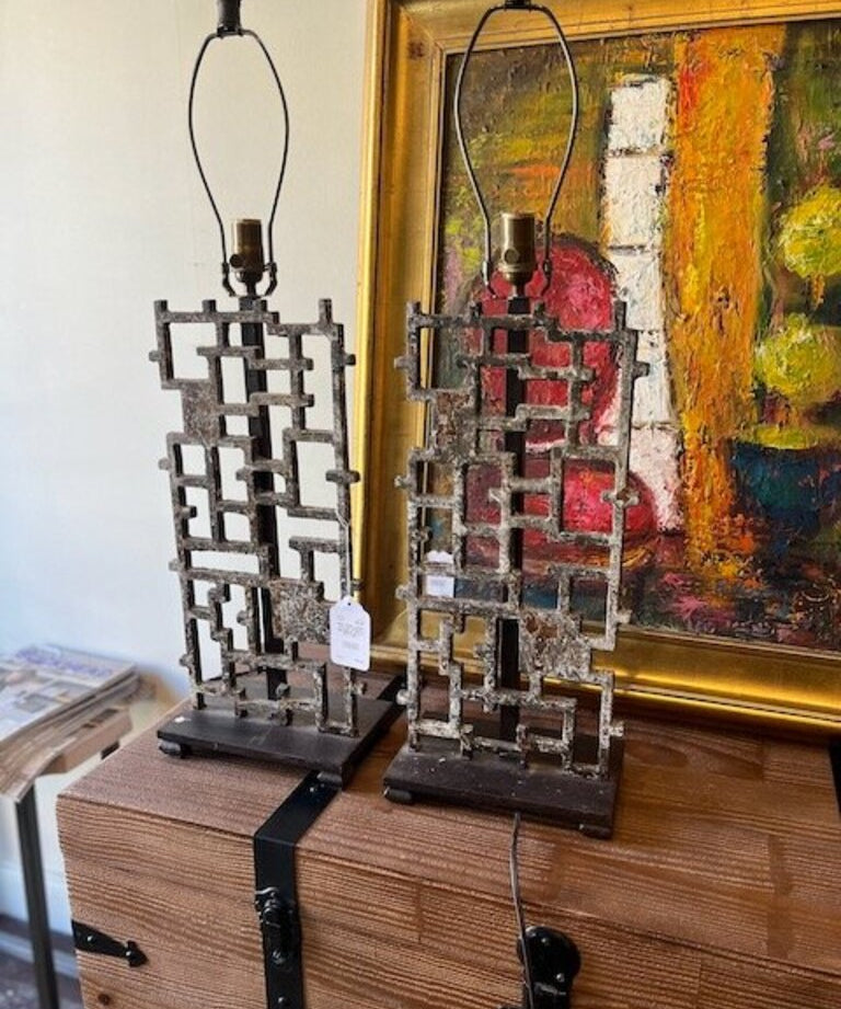 Pair of Iron Lamps from BD Jefferies (No Shade) 10"W x 6"D x 33"T