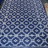 9'7" x 6' 4" Blue And White Flatweave Rug Some Discoloration