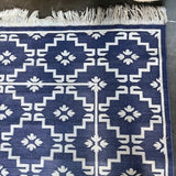 9'7" x 6' 4" Blue And White Flatweave Rug Some Discoloration