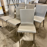 Six CB2 Gray Leather Dinning Chairs 17"W X 34" T X 16" D