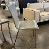 Six CB2 Gray Leather Dinning Chairs 17"W X 34" T X 16" D