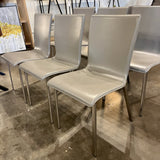 Six CB2 Gray Leather Dinning Chairs 17"W X 34" T X 16" D