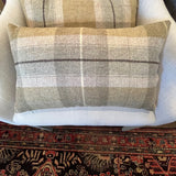 Pair Of New Custom Lumbar Pillows In Eltham Lichen Wool Fabric 19" x 12"