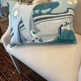 New Custom Single Lumbar Pillow In Schumacher Pearl River 18" x 13"