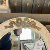 Antique Oval Gold And White Mirror 17"W x 23"T