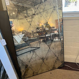 Steel Framed Antiqued Glass Mirror w/ Diamonds 32"W x 50"T
