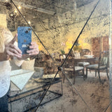 Steel Framed Antiqued Glass Mirror w/ Diamonds 32"W x 50"T