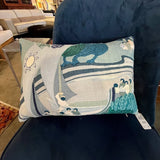 New Custom Single Lumbar Pillow In Schumacher Pearl River 18" x 13"