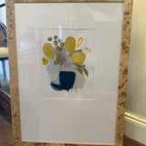 Original, Signed Colleen Leach Art 3 in Burled Frame 31"T x 23"W