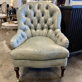 NEW Acquisitions Elliot Tufted Chair In Mont Blanc Storm Leather 28.5"W x 22"D x 41.5"H