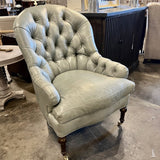 NEW Acquisitions Elliot Tufted Chair In Mont Blanc Storm Leather 28.5"W x 22"D x 41.5"H