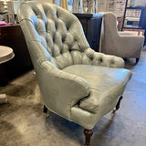NEW Acquisitions Elliot Tufted Chair In Mont Blanc Storm Leather 28.5"W x 22"D x 41.5"H