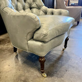 NEW Acquisitions Elliot Tufted Chair In Mont Blanc Storm Leather 28.5"W x 22"D x 41.5"H