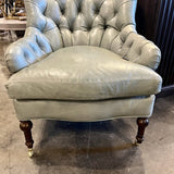NEW Acquisitions Elliot Tufted Chair In Mont Blanc Storm Leather 28.5"W x 22"D x 41.5"H