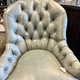 NEW Acquisitions Elliot Tufted Chair In Mont Blanc Storm Leather 28.5"W x 22"D x 41.5"H