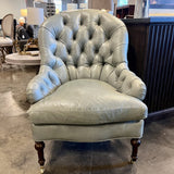 NEW Acquisitions Elliot Tufted Chair In Mont Blanc Storm Leather 28.5"W x 22"D x 41.5"H